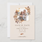 Save The Date Chute Floral Gold Frame Mariage Photo Enregistrer (Devant)