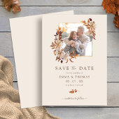 Save The Date Chute Floral Gold Frame Mariage Photo Enregistrer 