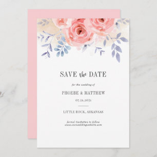 Save The Date Chute Rose Roses Aquarelle Floral Lilac Folithe