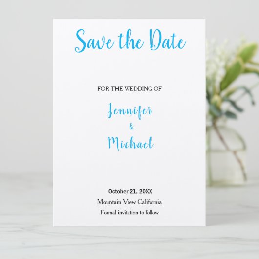 Save The Date Ciel bleu classique mariage (Debout devant)