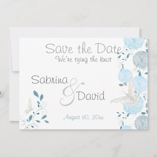 Save The Date Ciel Bleu papillon Chrysanthème Enregistrer la dat (Devant)