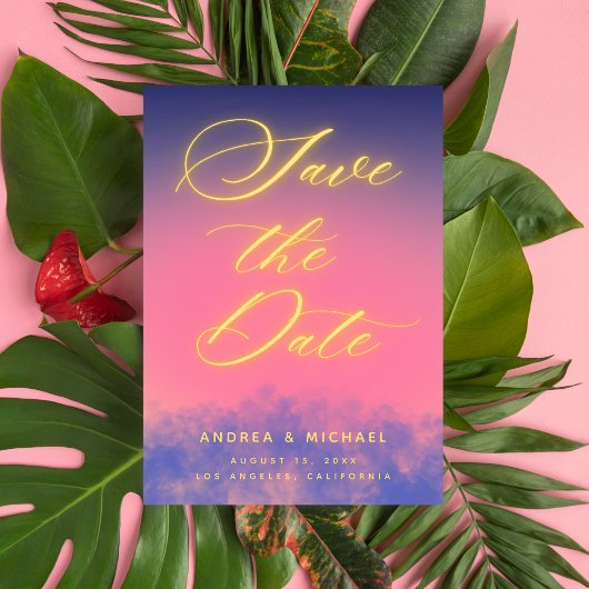 Save The Date Ciel de coucher de soleil rêveur et code QR photo 