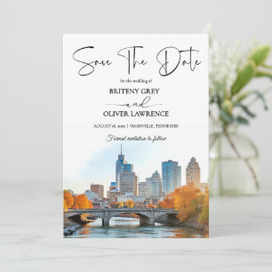 Save The Date Ciel de Nashville Tennessee à l'aquarelle