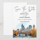 Save The Date Ciel de Nashville Tennessee à l'aquarelle (Devant / Derrière)