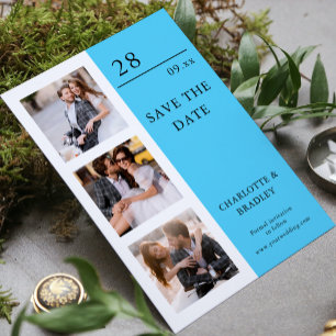 Save The Date Ciel Moderne Bleu Quatre Photo Mariage