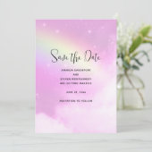Save The Date Ciel rose avec citron jaune arc-en-ciel Enregistre (Debout devant)
