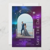 Save The Date Ciel Violet Turquoise Soleil Lune (Devant)