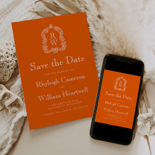 Save The Date Cimetière classique Persimmon Orange Monogram