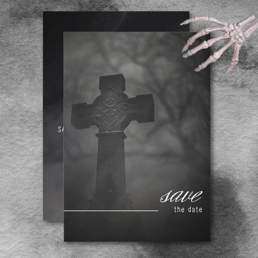 Save The Date Cimetière Gothique Noir & Blanc Jusqu'Au Mariage D
