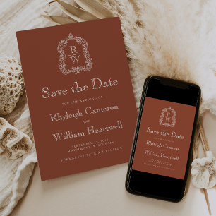 Save The Date Cimetière Monogram Classic Terracotta