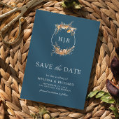 Save The Date Cimier Fleur sauvage automne QR Code Dusty Blue Ma