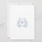 Save The Date Cimier Floral Bleu Formel Monogramme Mariage Éléga (Dos)