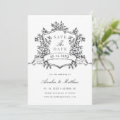 Save The Date Cimier floral classique Noir & blanc Mariage photo (Debout devant)