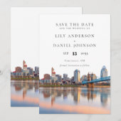 Save The Date Cincinnati Skyline Watercolor Ohio Wedding (Devant / Derrière)