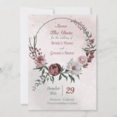 Save The Date cinnamon rose blanc fleuri couronne (Devant)