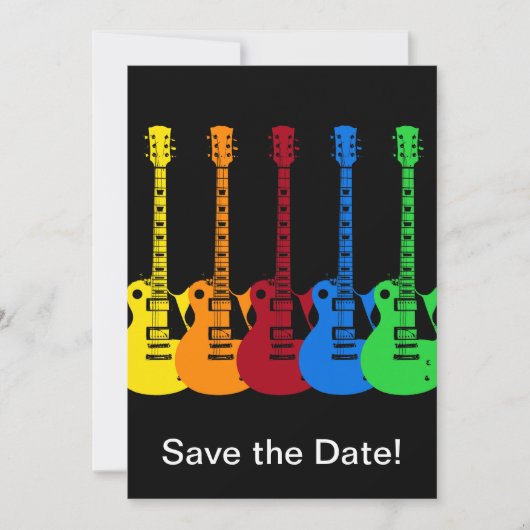 Save The Date Cinq guitares électriques colorées (Devant)