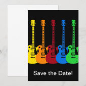 Save The Date Cinq guitares électriques colorées (Devant / Derrière)