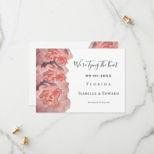 Save The Date Citation Nous Nous Marions Fleur Rose Corail (Devant/Arrière en situation)