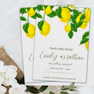 Save The Date Citron Belle mignonne Bright Yellow Citrus Mariage