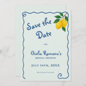 Save The Date Citron Bleu Whimy Cadre La Dolce Vita Réception de (Devant / Derrière)