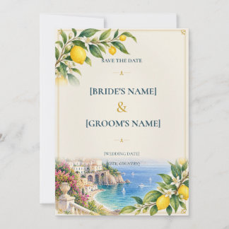 Save The Date Citron d'Amalfi | Méditerranée Bleu et Jaune