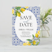 Save The Date Citron méditerranéen Mariage Photo été (Debout devant)