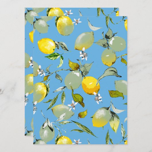 Save The Date citrons aquarelle 27 (Devant / Derrière)