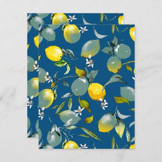 Save The Date citrons aquarelle 29 (Devant / Derrière)