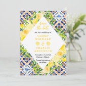 Save The Date Citrons avec Mariage méditerranéen Foliage (Debout devant)