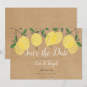 Save The Date Citrons Bohème Élégants Script Rustique (Devant / Derrière)