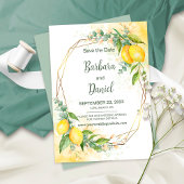 Save The Date Citrons Eucalyptus Fleurs jaunes Enregistrer la da