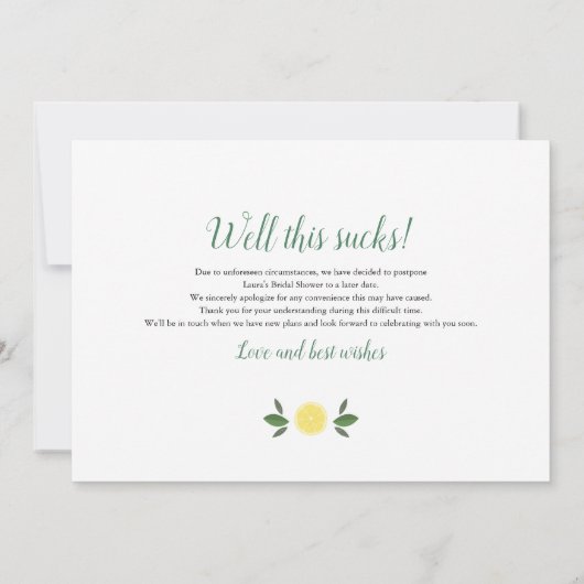 Save The Date Citrons modernes Changement de plan Fête des marié (Dos)