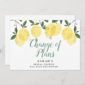 Save The Date Citrons modernes Changement de plan Fête des marié (Devant / Derrière)