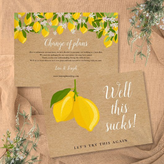 Save The Date Citrons rustiques changent la date de l'événement 