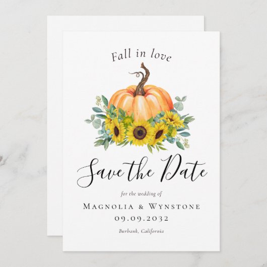 Save The Date Citrouille Automne  Automne Mariage (Devant / Derrière)