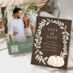 Save The Date Citrouille blanche de la verdure sage photo de mar