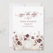 Save The Date Citrouille d'automne mariage Fleurs sauvages Enreg (Devant)