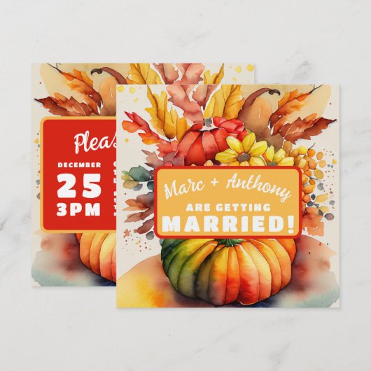 Save The Date Citrouille d'Halloween Cornucopia de Thanksgiving (Devant / Derrière)