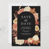 Save The Date Citrouille en terre cuite Floral Mariage noir (Devant)