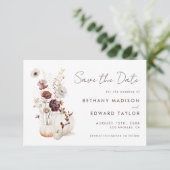 Save The Date Citrouille Fleur sauvage Boho Automne Mariage (Debout devant)
