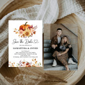 Save The Date Citrouille Fleurie en Terracotta Moderne