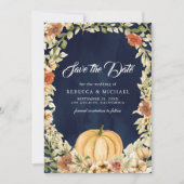 Save The Date Citrouille floral de terre automne Mariage bleu ma (Devant)