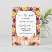Save The Date Citrouille Florale Aquarelle d'Automne Rustique (Debout devant)