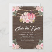 Save The Date Citrouille or rose Mariage en bois (Devant)