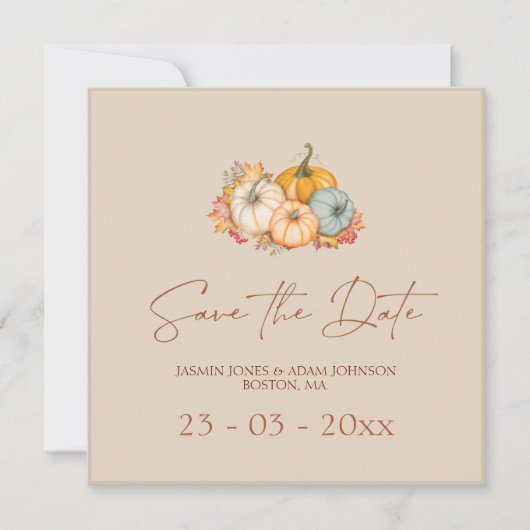 Save The Date Citrouille Rustic Mariage de automne Enregistrer L (Devant)