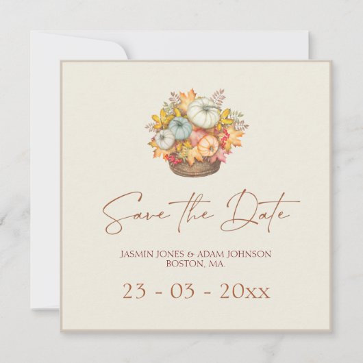 Save The Date Citrouille Rustique Automne Cueillette Mariage Enr (Devant)