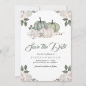 Save The Date Citrouille vert Sage Mariage Floral (Devant)