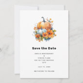 Save The Date Citrouilles d'automne avec Fleurs et Mariage de fe (Devant)