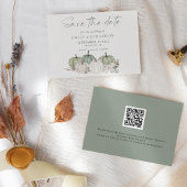 Save The Date Citrouilles de Sage fleurs automnales QR Code Mari