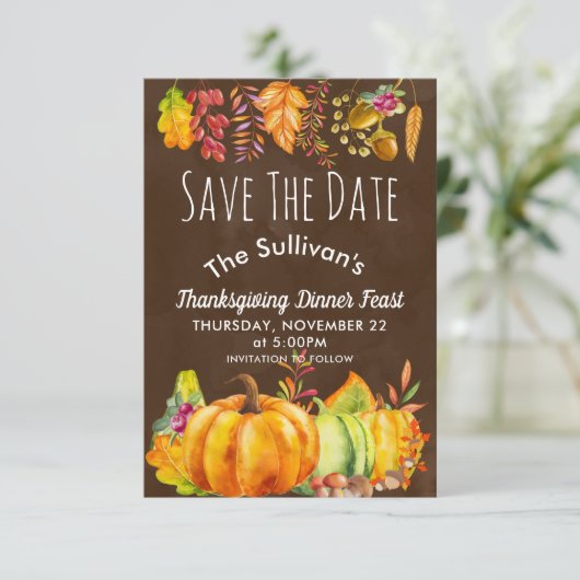 Save The Date Citrouilles et congés d'automne Bordure Enregistre (Debout devant)